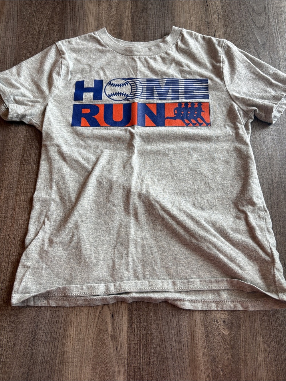 GAP Gray Tee with Blue & Orange 'HOME RUN' Graphic